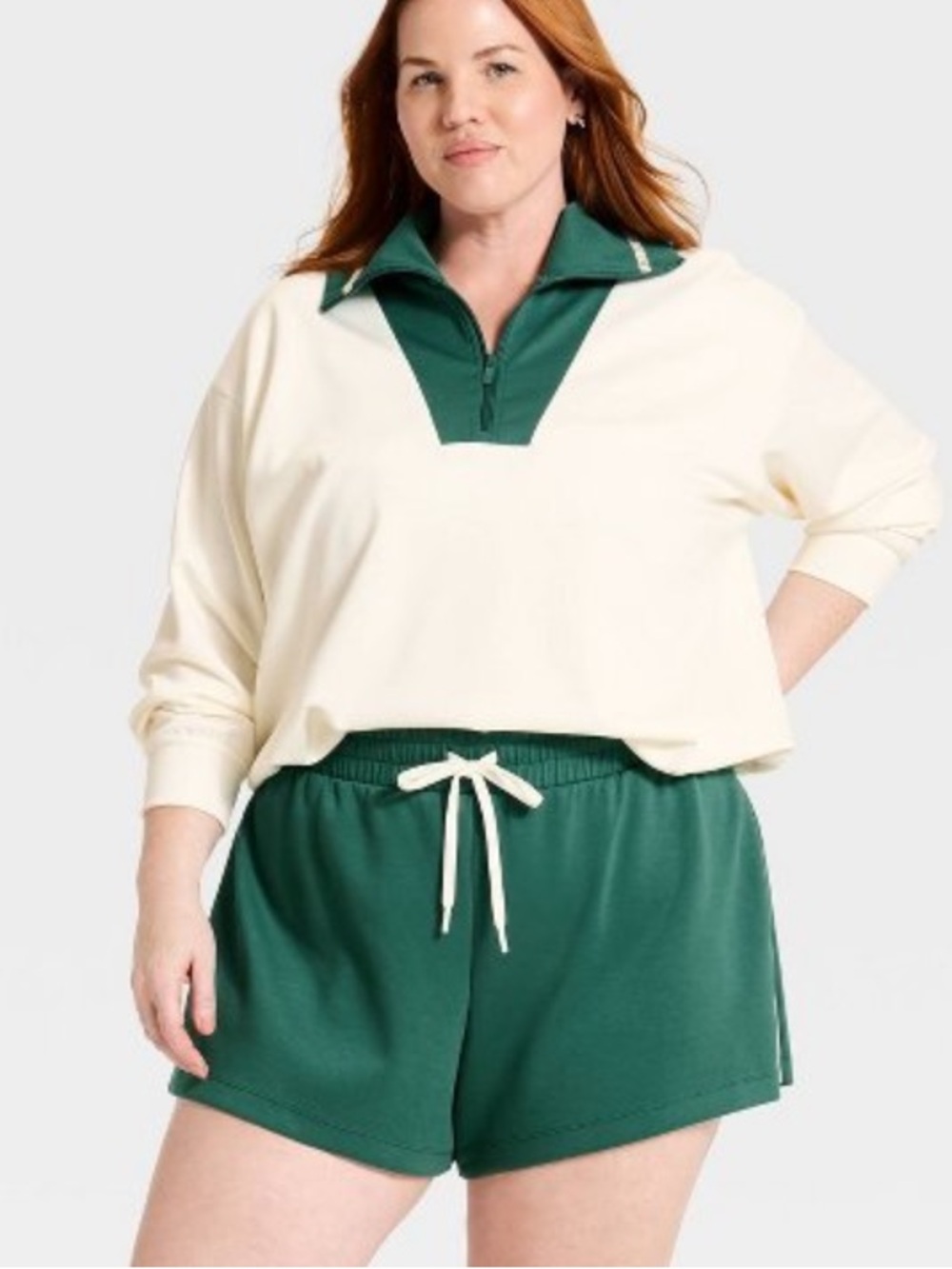 all in motion airy sleek pique 1/2 zip bubble hem collard pillows sweatshirt 5